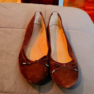 Burgundy suede leather ballerina slipper style shoe,  Easy Spirit, size 10m